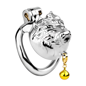 Cage de chasteté masculine en métal avec verrouillage pour pénis, pour hommes, avec ceinture en cuir PU et anneau de <span class=keywords><strong>boule</strong></span> - Product Image 5