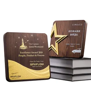 Placa de trofeo de madera personalizada, Premio Popular de MDF, placas de madera para certificado, venta al por mayor