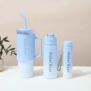 3 en 1 Tasse en plastique à double boisson en paille givrée de couleur dégradée Tasse de voiture de 40oz avec poignée et paille - Product Image 5