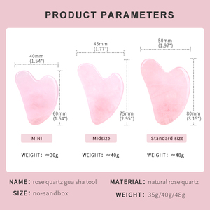 Vendita calda di cristallo rosa bordo di pietra Gua <span class=keywords><strong>Sha</strong></span> naturale quarzo rosa Gua <span class=keywords><strong>Sha</strong></span> cura della pelle massaggiatore Anti-invecchiamento giada Guasha strumento per viso - Product Image 4