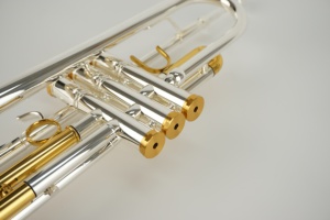 Trompette à trois tons BB, corps en laiton nickelé, instrument à vent bicolore pour débutants et performances professionnelles - Product Image 5