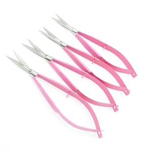 Eye Brow Scissors 4.5" Straight Baby pink Color Spring Action extra sharp Blade Customize color - Product Image 4