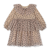 Robe longue à manches longues en maille à sequins style KS, nouvelle collection Printemps/Été, avec demi-jupe évasée à étoiles et perles pour filles