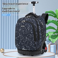 Nouveau modèle de sac à dos à roulettes 21 cm Oxford géométrique moderne et stylé à six roues, capable de monter les escaliers, respirant et imperméable, pour l'école et les voyages