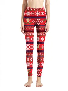 Leggings natalizi a buon mercato pantaloni morbidi e morbidi su misura per il Fitness sport Gym collant Leggings da donna Sexy alla rinfusa - Product Image 3
