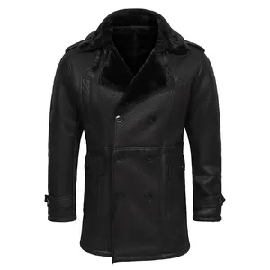CARANFIER FREE LOGO OEM Mens PU Leather Jackets Fur Turn-down Collar Men Fur Liner Coats Warm Thicken Clothing For Male