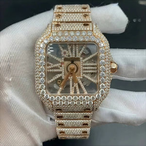 นาฬิกาข้อมือเพชรสำหรับผู้ชาย VVS Moissanite สุดหรูเคสเหล็กกลมพร้อมด้วยหน้าปัดแซฟไฟร์และสายสแตนเลส - Product Image 1