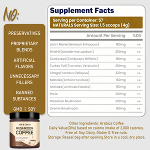 Wholesale OEM Mushroom 10 in 1 6 in 1 Colombian <strong>Coffee</strong> Blend <strong>Liberica</strong> Mushroom <strong>Coffee</strong> - Product Image 3