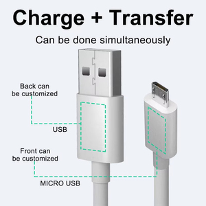 Câble de charge USB A vers micro USB mâle vers mâle haute vitesse 1m 2A pour Android, vente en gros - Product Image 4