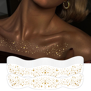 Personalizzato lamina d'oro clavicola tatuaggio temporaneo impermeabile lunga durata metallizzato Body Art Sticker per le donne di Design elegante - Product Image 1