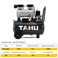 Compresseur d'air portable sans huile de haute qualité TAHU TH-8030 avec pompe et moteur, capacité de 30 L, refroidissement par air, conception ultra silencieuse