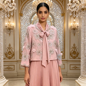 Conjunto <span class=keywords><strong>Elegante</strong></span> <span class=keywords><strong>de</strong></span> Dos Piezas 2026, Vestido con Bordado Floral y Cuentas, Chaqueta Estructurada y Falda Larga Plisada <span class=keywords><strong>para</strong></span> Ramadán y Eid - Product Image 2