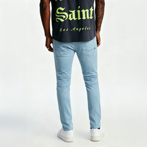 Pantalones vaqueros urbanos y elegantes de color liso con costuras reforzadas para atuendos diarios de estilo hip-hop. - Product Image 2