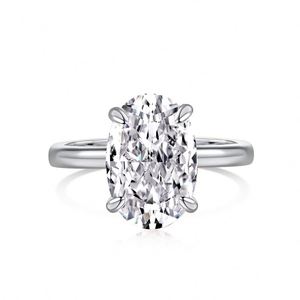 Dylam 925 Sterling Silver Rhodium 18K Gold Plated Solitaire 3.5 Carat 8A Crushed <b>Iced</b> Out Cut Engagement Promise Wedding <b>Rings</b> - Product Image 1