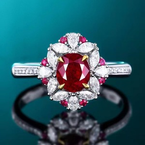 SGARIT doğal taş GRC sertifikalı 18K beyaz altın 1.46CT ısıtılmamış yakut yüzük güvercin kan kırmızı yakut elmas yüzük - Product Image 5