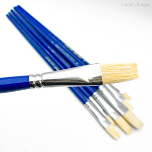 Ensemble de pinceaux plats professionnels en poils de sanglier pour <span class=keywords><strong>peinture</strong></span> à l'<span class=keywords><strong>huile</strong></span>, 7 pièces, manche en bois, virole, fabriqué en Chine - Product Image 4
