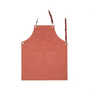 Tablier sans manches réutilisable en coton rose écologique avec logo personnalisé pour café, jardinage, peinture, ingrédients de thé au lait - Product Image 1