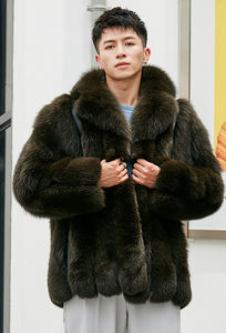 Высококачественные мужские шубы из черного лисьего меха класса люкс, роскошные и изысканные мужские шубы из лисы, меховые пальто из лисы и норки для мужчин в продаже - Product Image 5