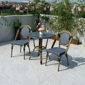 Modern French PE Rattan <strong>Bistro</strong> <strong>Set</strong> All Weather Outdoor Portable Garden Furniture <strong>on</strong> <strong>Sale</strong> for Courtyard Coffee Shop Table Chairs - Product Image 6