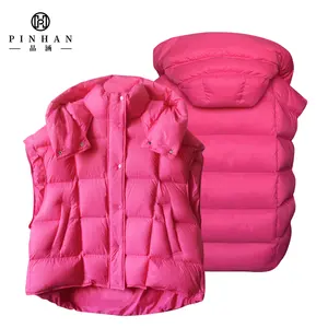100% Polymine Woven Peach Girl Puffer Vest Ladies Duck Down Warm Insulated Waistcoats Puffy Sleeveless Winter Women's Jacket