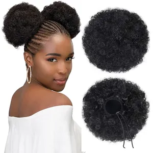 Afro Puff dây rút ponytail mở rộng cho phụ nữ da đen tổng hợp ngắn Châu Phi xoăn Bun mở rộng Bun mở rộng trở lên