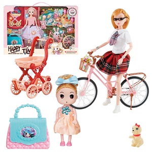 Rodillo de bicicleta de niña bonita de moda con juego de bicicleta, muñeca de 11,5 pulgadas, juguete de muñeca de niña barato <span class=keywords><strong>y</strong></span> lindo clásico de plástico al por mayor - Product Image 5