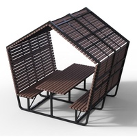 Table de pique-nique d'extérieur imperméable et antirouille Gavin Park Furniture Factory avec auvent, POD de jardin, configuration compacte et abritée