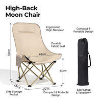 Chaise de camping ergonomique en forme de papillon, chaise de jardin pliable légère et portable avec appui-tête pour l'extérieur