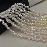 Collier de perles d'eau douce baroques naturelles irrégulières de 6-7 mm, semi-finies, à 3/7 trous, polies double face, faites à la main