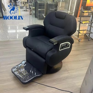 Fauteuil de coiffure électrique de luxe MOOLIN en cuir noir robuste pour hommes – Qualité supérieure pour salon de beauté moderne - Product Image 3