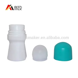 Empty wholesale 50ml white round plastic roll on deodorant bottle with roller ball