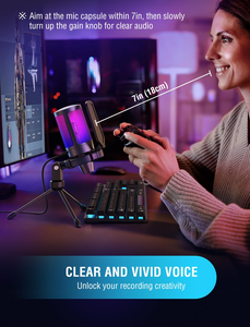 Soundcard <b>Microphone</b> Kit Podcasting Recording Live Streaming Singing Voice Over Gain Control Reverb Effect - Product Image 4