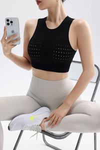 Custom Logo Printing Fitness Tank Short Sleeve Plain Marathon Mesh Crop Top Womens Sports <b>Singlet</b> Sleeveless Tank Sexy Crop Top - Product Image 4