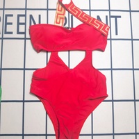 Traje de Baño Bikini de Dos Piezas con Logotipo Personalizado en 3D, Muestra Gratis, para Mujer, Cuello Redondo, Ropa de Playa