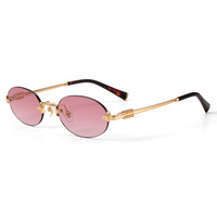 Lunettes de soleil tendance pour femmes, style européen et américain, protection UV400, monture métallique ovale, luxe léger, tendance pour les filles