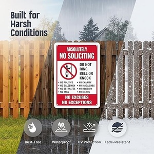 Cartello Personalizzato di Alta Qualità 7*10 Pollici 'Assolutamente Proibita la Solicitazione, Non Suonare il Campanello, Nessuna Scusa, Nessuna Escezione' - Product Image 2