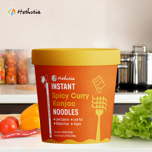 Tagliatelle di Konjac aromatizzate al Curry piccante cheto-Friendly istantanea ad alta fibra zuppa di pesce tazza di Shirataki a base vegetale nella confezione della scatola - Product Image 1