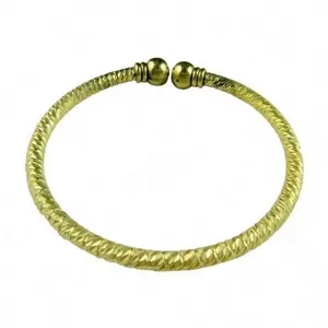 Bulk wholesale fashion jewelry brass turkish gold tube bangles for women and men gold torque bangle