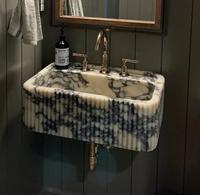 Lavabo mural cannelé en marbre Calacatta Viola naturel, finition polie, pour hôtel, décoration de salle de bain en marbre