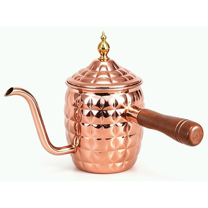 Cafetière à filtre portable en acier inoxydable, poignée en bois résistante à la chaleur avec une buse fine pour la préparation du café - Product Image 3