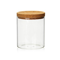 Pot de rangement cylindrique en verre minimaliste avec couvercle en liège scellé, empilable, pour bonbons, articles divers, thé, décoration esthétique pour la maison et la table