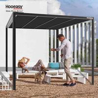 Hooeasy Jardin Gazebos Bioclimatique Patio Toit Pavillon Extérieur Persienne Motorisée Pergola Aluminium