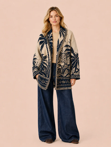 <span class=keywords><strong>Cardigan</strong></span> Lungo in <span class=keywords><strong>Lana</strong></span> da <span class=keywords><strong>Donna</strong></span> Stile Bohemien con Jacquard Albero di Cocco, Maniche Lunghe, Moda Autunno Inverno, Vendita all'Ingrosso - Product Image 4