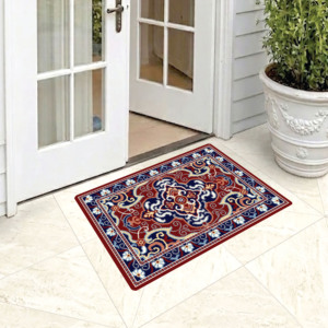 Tapis de porte personnalisé en polyester, fabriqué à la machine, moderne, antidérapant, anti-allergique, à poils moyens, tapis décoratif d'entrée - Product Image 1