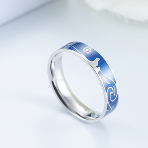 Bague de couple Ciel étoilé de Vincent Van Gogh, peinture à l'huile pour étudiants en art, bague en acier inoxydable Ciel étoilé - Product Image 3