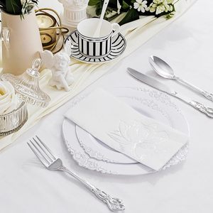 <span class=keywords><strong>Serviettes</strong></span> en <span class=keywords><strong>papier</strong></span> jetables personnalisées avec logo floral magnolia doré pour mariage - Product Image 5