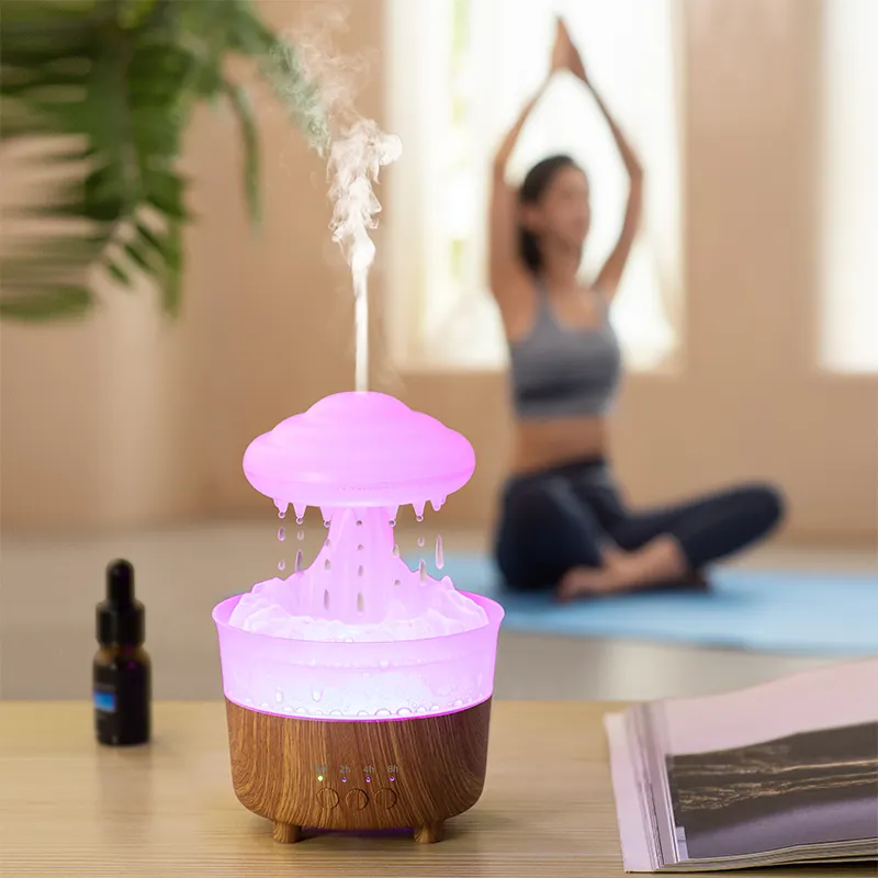 Imycoo Hot Sale Paddestoel Regen Wolk Luchtbevochtiger Met Nachtlampje Op Maat Logo Regendruppel Aroma Diffuser Voor Thuiskamer