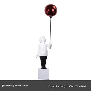 Scultura in Resina Moderna Scandinava: Ragazzo con Palloncino, Ornamento Creativo a <span class=keywords><strong>Cartone</strong></span> <span class=keywords><strong>Animato</strong></span>, Decorazione per Casa e Ufficio - Product Image 6