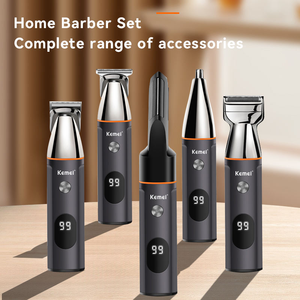 Tondeuse à cheveux professionnelle pour hommes avec écran LCD numérique <span class=keywords><strong>Kemei</strong></span> KM-5857, machine à couper les cheveux USB haute puissance, barbier avec poignée - Product Image 4