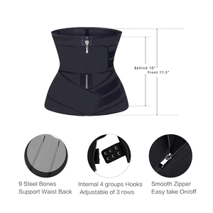 Ceinture <span class=keywords><strong>de</strong></span> maintien en coton et latex pour femme, corset à fermeture éclair avec double ceinture <span class=keywords><strong>de</strong></span> compression, gaine amincissante pour le ventre, ceinture <span class=keywords><strong>de</strong></span> sport - Product Image 2